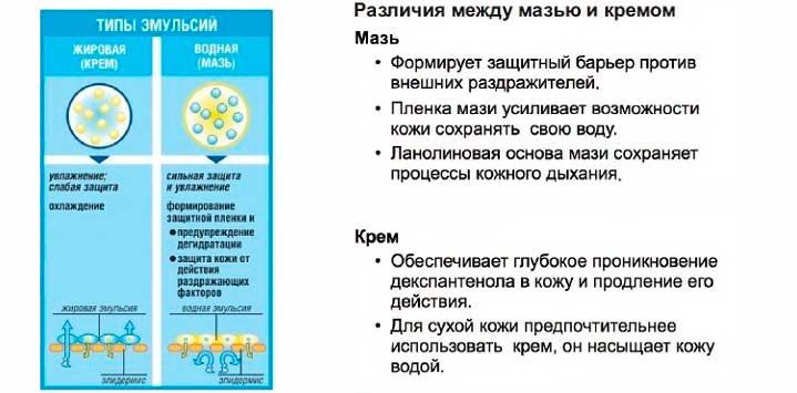 Форма выпуска средства и его аналоги разница крема и мази бепантен